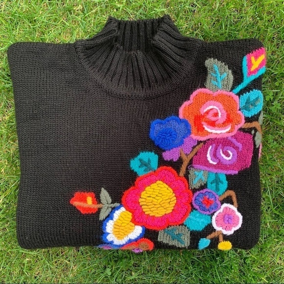 Vintage Together Embroidered Floral Sweater S - Picture 1 of 8